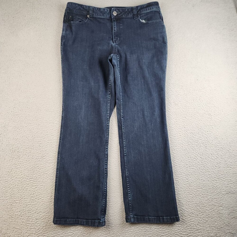 DKNY‎ Jeans Women's 18 Plus Blue Soho Boot Cut Denim Dark Wash Stretch Casual